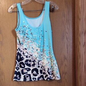 Stylish Blue Leopard Print Women's Tank Top
